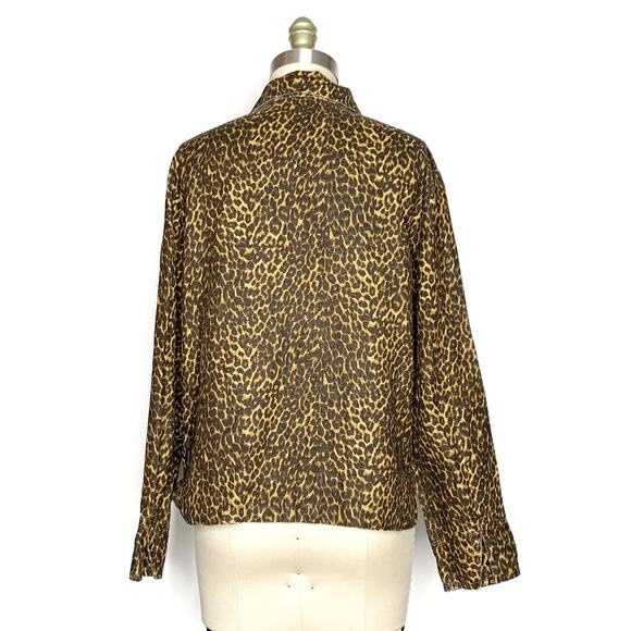 Vintage 90s {Painted Pony} Leopard Print Waxed Cotton Jacket Womens Medium - Picture 4 of 10